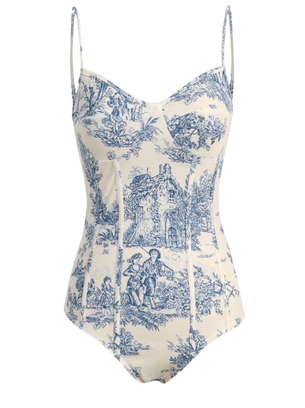Women’s Blue Toile Print Bodysuit